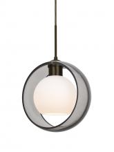 Besa Lighting 1JT-MANASM-LED-BR - Besa Mana Pendant, Smoke/Opal, Bronze Finish, 1x9W LED