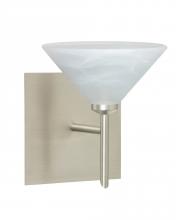 Besa Lighting 1SW-117652-SN-SQ - Besa Wall With SQ Canopy Kona Satin Nickel Marble 1x40W G9