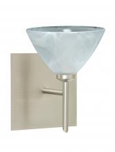 Besa Lighting 1SW-174352-LED-SN-SQ - Besa Wall With SQ Canopy Domi Satin Nickel Marble 1x5W LED