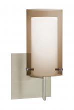 Besa Lighting 1SW-S44007-LED-SN-SQ - Besa Pahu 4 Wall With SQ Canopy 1SW Transparent Smoke/Opal Satin Nickel 1x5W LED