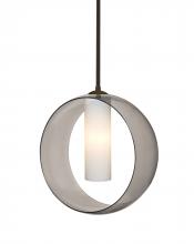 Besa Lighting 1TT-PLATOSM-BR - Besa, Plato Stem Pendant, Smoke/Opal, Bronze Finish, 1x60W Medium Base