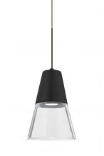 Besa Lighting 1XT-TIMO6BC-LED-BR - Besa, Timo 6 Cord Pendant,Clear/Black, Bronze Finish, 1x9W LED