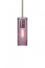 Besa Lighting 1TT-JUNI10PL-EDIL-SN - Besa, Juni 10 Stem Pendant, Plum Bubble, Satin Nickel, 1x4W LED Filament