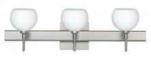 Besa Lighting 3SW-565807-LED-SN-SQ - Besa Wall With SQ Canopy Palla 5 Satin Nickel Opal Matte 3x5W LED