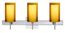 Besa Lighting 3SW-G44007-LED-CR-SQ - Besa Pahu 4 Wall With SQ Canopy 3SW Transparent Armagnac/Opal Chrome 3x5W LED