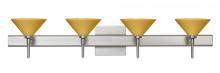 Besa Lighting 4SW-282490-LED-SN-SQ - Besa Wall With SQ Canopy Kona Satin Nickel Mango Starpoint 4x5W LED