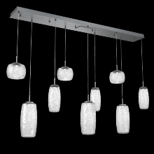 Hammerton PLB0091-09-GM-C-C01-L3 - Vessel 9pc Linear Multi-Pendant-Gunmetal-Clear Blown Glass-Cloth Braided Cord-LED 3000K