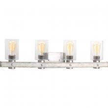 Progress P300126-141 - Gulliver Collection Four-Light Galvanized Finish Clear Seeded Glass Coastal Bath Vanity Light