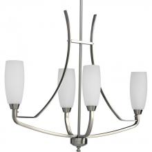 Progress P4435-09 - Wisten Collection Four-Light Brushed Nickel Etched Glass Modern Chandelier Light