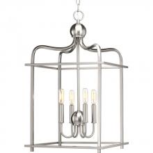 Progress P500036-009 - Assembly Hall Collection Four-Light Brushed Nickel Coastal Pendant Light