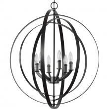 Progress P3889-31 - Equinox Collection Six-Light Matte Black New Traditional Sphere Pendant Light