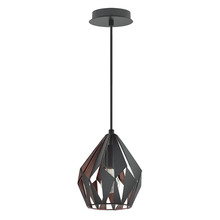 Eglo 202034A - 1 LT Geometric Pendant With A Black Outer Finish & Copper Interior Finish 60W A19 Bulb