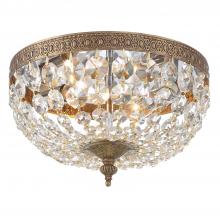 Crystorama 710-OB-CL-MWP - Crystorama 2 Light Hand Cut Crystal Olde Brass Flush Mount