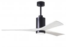 Matthews Fan Company PA3-BK-MWH-60 - Patricia-3 three-blade ceiling fan in Matte Black finish with 60” solid matte white wood blades