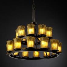 Justice Design Group GLA-8767-16-GLDC-MBLK - Dakota 21-Light 2-Tier Ring Chandelier