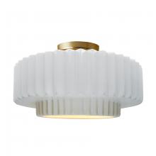 Justice Design Group CER-6375-WTWT-BRSS - Large Tier Pleated Semi-Flush