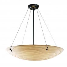 Justice Design Group PNA-9664-35-WAVE-DBRZ-F1-LED6-6000 - 36" LED Pendant Bowl w/ PAIR CYLINDRICAL FINIALS