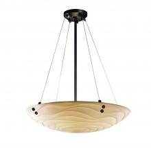 Justice Design Group PNA-9667-35-WAVE-MBLK-F1-LED6-6000 - 48" LED Pendant Bowl w/ PAIR CYLINDRICAL FINIALS