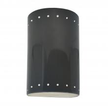 Justice Design Group CER-0995W-GRY-LED1-1000 - Small LED Cylinder w/ Perfs - Open Top & Bottom (Outdoor)