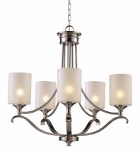 Trans Globe 70665 BN - 5LT CHANDELIER-CURVED ENDS-BN