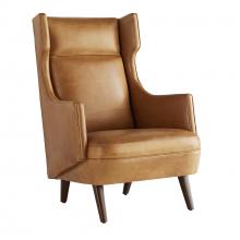 Arteriors Home 8091 - Budelli Wing Chair Cognac Leather Dark Walnut