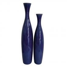 Howard Elliott 34053 - Cobalt Blue Glaze Ceramic Vases - Set of 2