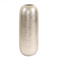 Howard Elliott 35085 - Oversized Metal Cylinder Vase with Hammered Silver Finish, Large