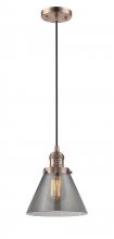  201C-AC-G43-LED - Cone - 1 Light - 8 inch - Antique Copper - Cord hung - Mini Pendant