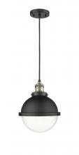 Innovations Lighting 201C-BAB-HFS-82-BK - Hampden - 1 Light - 9 inch - Black Antique Brass - Cord hung - Mini Pendant