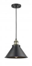  201C-BAB-M10-BK - Briarcliff - 1 Light - 10 inch - Black Antique Brass - Cord hung - Mini Pendant