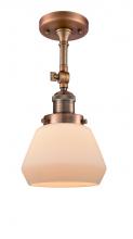 Innovations Lighting 201F-AC-G171 - Fulton - 1 Light - 7 inch - Antique Copper - Semi-Flush Mount