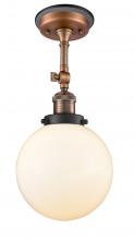 Innovations Lighting 201FBP-ACBK-G201-8 - Beacon - 1 Light - 8 inch - Antique Copper - Semi-Flush Mount