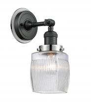 Innovations Lighting 203BK-BPPC-HRPC-G302 - Colton - 1 Light - 6 inch - Matte Black - Sconce