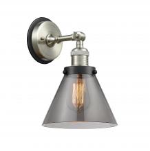 Innovations Lighting 203SN-BPBK-HRBK-G43 - Cone - 1 Light - 8 inch - Brushed Satin Nickel - Sconce