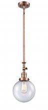 Innovations Lighting 206-AC-G204-8-LED - Beacon - 1 Light - 8 inch - Antique Copper - Stem Hung - Mini Pendant