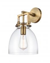 Innovations Lighting 411-1W-BB-G412-8CL - Newton Bell - 1 Light - 8 inch - Brushed Brass - Sconce