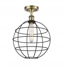 Innovations Lighting 516-1C-AB-CE-12-BK - Lake Placid - 1 Light - 12 inch - Antique Brass - Semi-Flush Mount