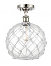 Innovations Lighting 516-1C-PN-G122-10RW-LED - Farmhouse Rope - 1 Light - 10 inch - Polished Nickel - Semi-Flush Mount