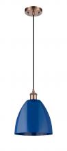  516-1P-AC-MBD-9-BL-LED - Plymouth - 1 Light - 9 inch - Antique Copper - Cord hung - Mini Pendant