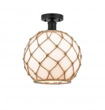 Innovations Lighting 616-1F-BK-G121-10RB - Farmhouse Rope - 1 Light - 10 inch - Matte Black - Semi-Flush Mount