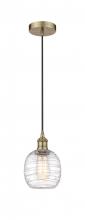 Innovations Lighting 616-1P-AB-G1013 - Belfast - 1 Light - 6 inch - Antique Brass - Cord hung - Mini Pendant