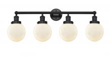 Innovations Lighting 616-4W-BK-G201-6 - Beacon - 4 Light - 33 inch - Matte Black - Bath Vanity Light