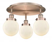  916-3C-AC-G201-6 - Beacon - 3 Light - 18 inch - Antique Copper - Flush Mount