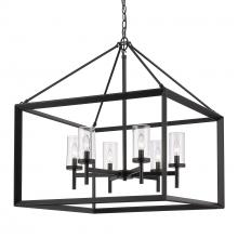 Golden 2073-6 BLK-CLR - Smyth 6 Light Chandelier in Matte Black with Clear Glass Shades