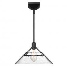 Golden 3308-M BLK-WTG - Kepler Medium Pendant in Matte Black with Water Glass Shade