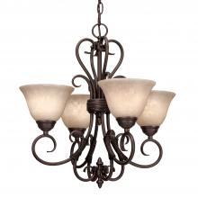 Golden 8606-GM4 RBZ-TEA - Homestead 4 Light Mini Chandelier in Rubbed Bronze with Tea Stone Glass