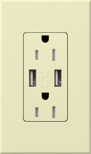 Lutron Electronics NTR-15-UBTR-AL - NT 15A USB TAMPER RESIST ALMOND