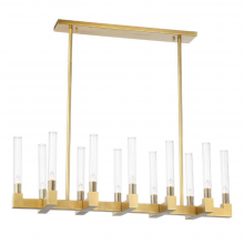 ZEEV Lighting CD10275-12-AGB - 12-Light 40" Arm Styled Linear Aged Brass Chandelier