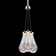 ZEEV Lighting PC10911-LED-3-PN - LED 3CCT 3-Light Heavy Clear Rain Drop Glass Polished Nickel Cluster Chandelier