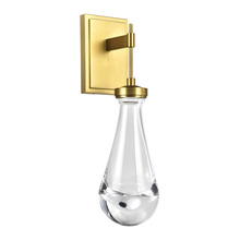 ZEEV Lighting WS10905-LED-AGB - LED 3CCT 1-Light Heavy Clear Rain Drop Glass Aged Brass Vertical Wall Sconce